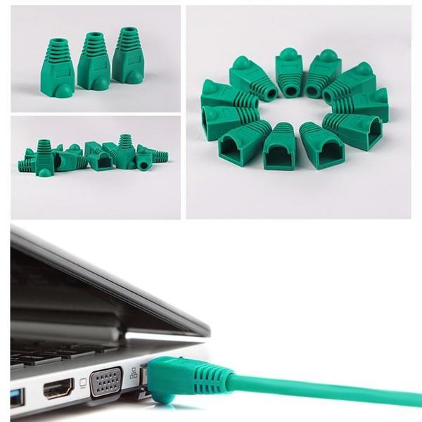 Grote foto network cable boots cap cover for rj45 green 100 pcs in on computers en software overige