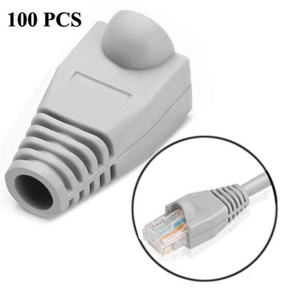 Grote foto network cable boots cap cover for rj45 grey 100 pcs in one computers en software overige