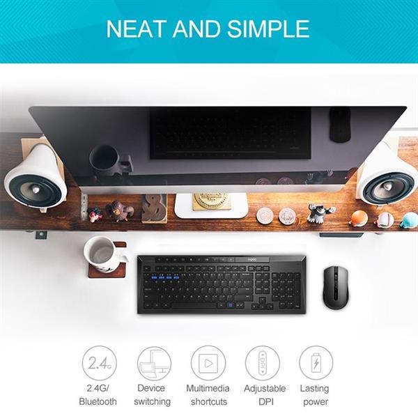 Grote foto rapoo x336m wireless mouse and keyboard set white computers en software toetsenborden