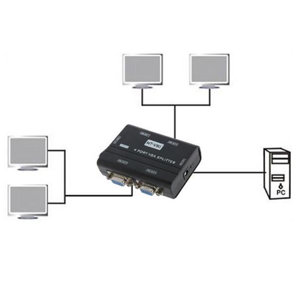 Grote foto mini 4 ports vga splitter audio tv en foto onderdelen en accessoires