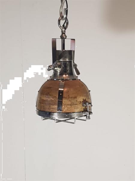 Grote foto hanglamp hout metaal antiek en kunst lampen