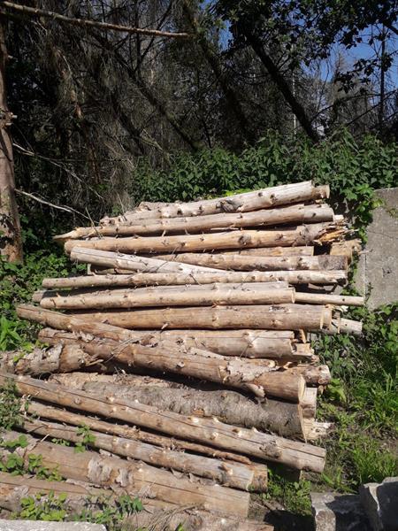 Grote foto stook hout voor de winter gratis meenemen tuin en terras tegels en terrasdelen