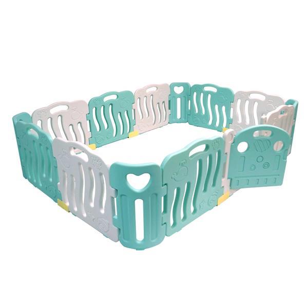 Grote foto playpen grondbox kunststof turquoise wit kinderen en baby boxen