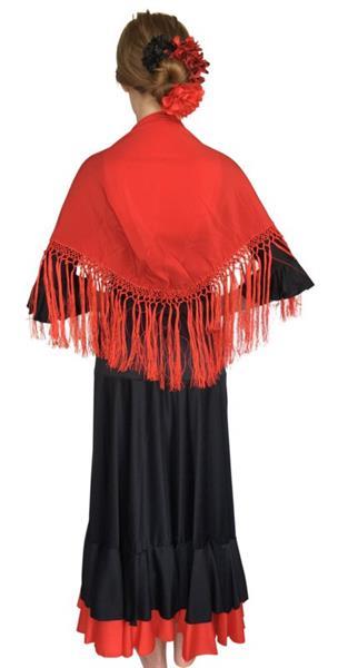 Grote foto spaanse mantoncillo de flamenco rood kleding dames verkleedkleding