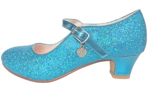 Grote foto spaanse schoenen blauw glamour glitterhartje maat 25 binne kinderen en baby schoenen voor meisjes