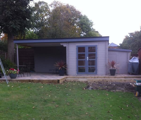 Grote foto blokhut diederick 275x375 cm luifel 360 cm tuin en terras tuinhuisjes en blokhutten