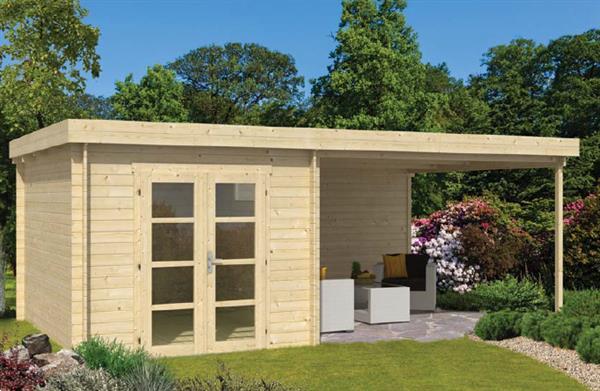 Grote foto blokhut diederick 275x375 cm luifel 360 cm tuin en terras tuinhuisjes en blokhutten