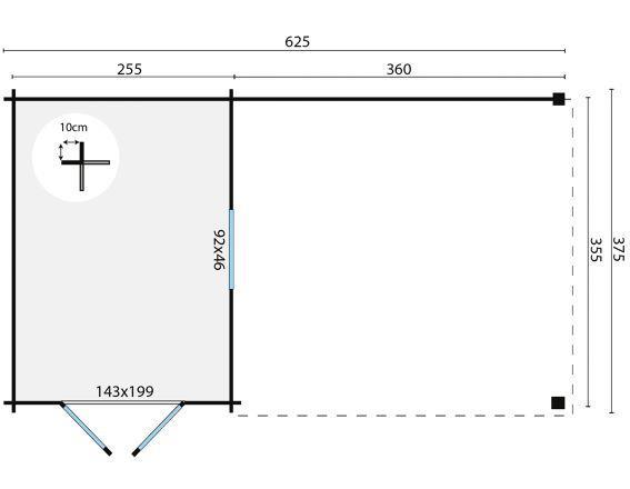 Grote foto blokhut diederick 275x375 cm luifel 360 cm tuin en terras tuinhuisjes en blokhutten