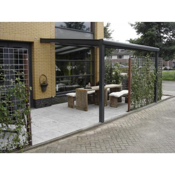 Grote foto profiline veranda 400x250 cm polycarbonaat dak tuin en terras tegels en terrasdelen