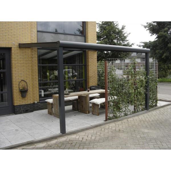 Grote foto profiline veranda 400x250 cm polycarbonaat dak tuin en terras tegels en terrasdelen
