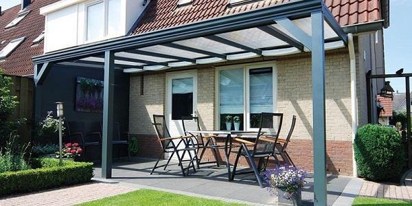 Grote foto profiline xxl veranda 1300x400 cm polycarbonaat dak tuin en terras tegels en terrasdelen