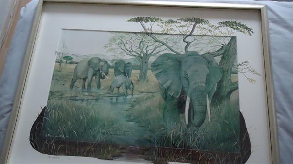 Grote foto 2 panters en olifanten huis en inrichting kunst