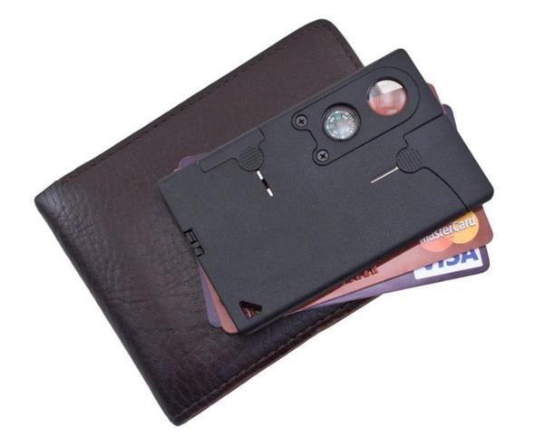 Grote foto 10 in 1 credit card companion met lens kompas survival tool kleding heren overige herenkleding