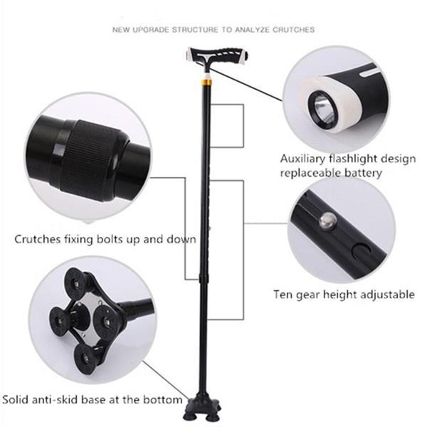 Grote foto aluminum alloy folding lighted crutches elderly telescopic n caravans en kamperen kampeertoebehoren