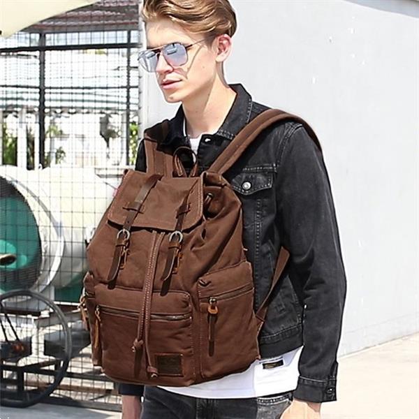 Grote foto augur 1039 mannen retro canvas backpack schouders laptop bag caravans en kamperen kampeertoebehoren