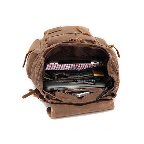 Grote foto augur 1039 mannen retro canvas backpack schouders laptop bag caravans en kamperen kampeertoebehoren