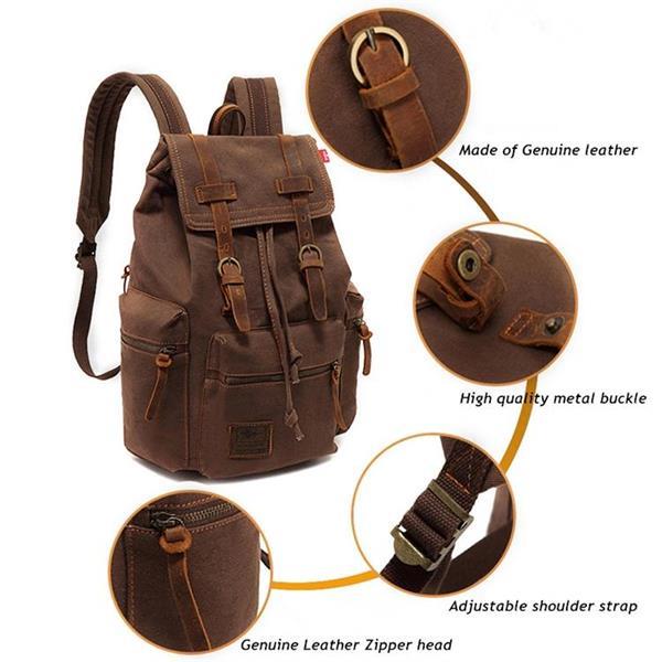 Grote foto augur 1039 mannen retro canvas backpack schouders laptop bag caravans en kamperen kampeertoebehoren