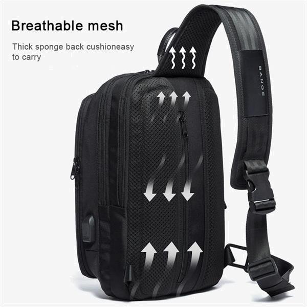 Grote foto bange fashion casual schoudertas outdoor usb borst bag grij caravans en kamperen kampeertoebehoren