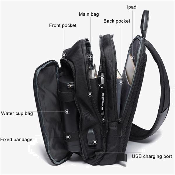 Grote foto bange fashion casual schoudertas outdoor usb borst bag grij caravans en kamperen kampeertoebehoren