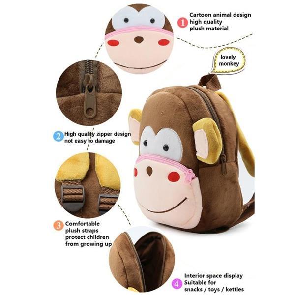 Grote foto kids 3d animal velvet backpacks children cartoon kindergarte caravans en kamperen kampeertoebehoren