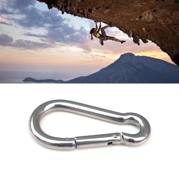 Grote foto m6 rvs karabijnhaak spring hook multitool mountaineering buc caravans en kamperen kampeertoebehoren