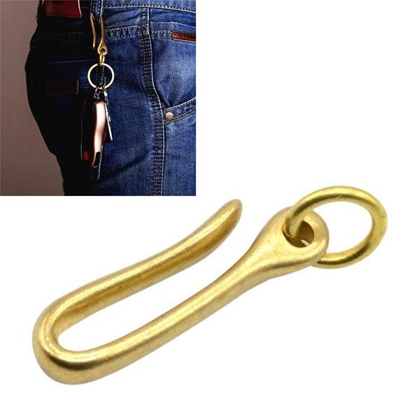 Grote foto retro solid brass key chain key ring belt u hook wallet chai caravans en kamperen kampeertoebehoren