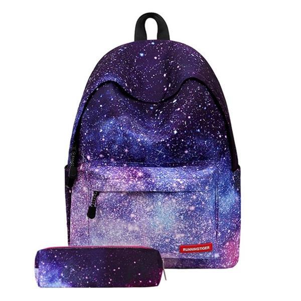 Grote foto starry pattern print rugzak school schouders tas met pen bag caravans en kamperen kampeertoebehoren