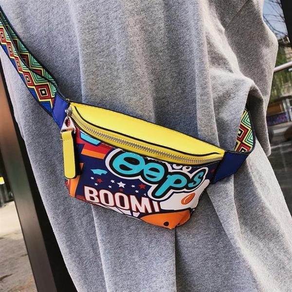 Grote foto vrouwen personality cute fanny pack pu leather graffiti heup caravans en kamperen kampeertoebehoren