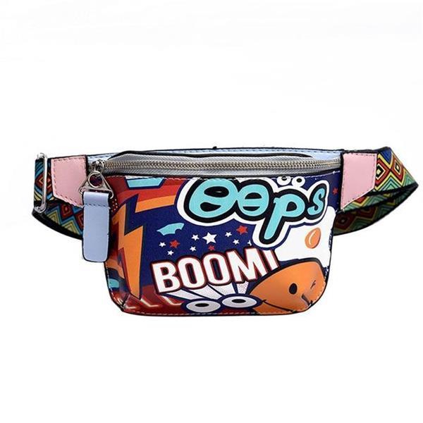 Grote foto women personality cute fanny pack pu leather graffiti waist caravans en kamperen kampeertoebehoren