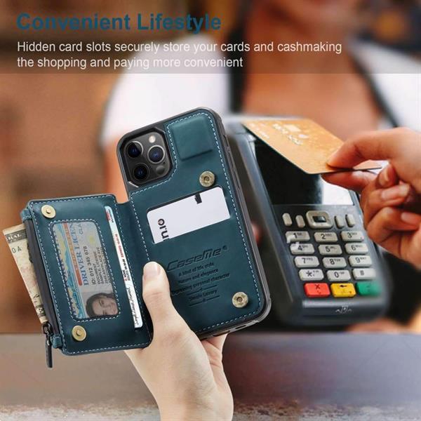 Grote foto caseme apple iphone 12 pro max back cover wallet case blauw telecommunicatie apple iphone