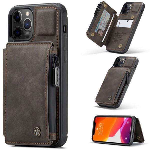 Grote foto caseme apple iphone 12 pro max back cover wallet case coffee telecommunicatie apple iphone