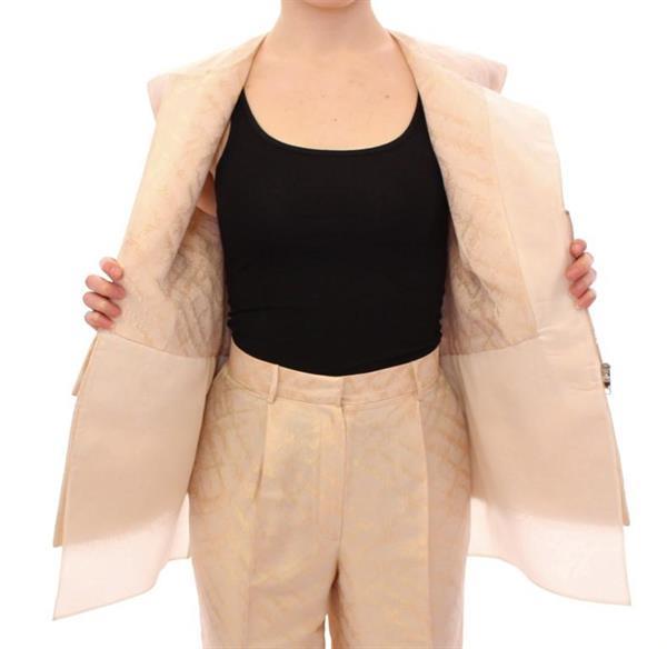 Grote foto zeyneptosum beige brocade sleeveless jacket it42 m kleding dames jassen zomer