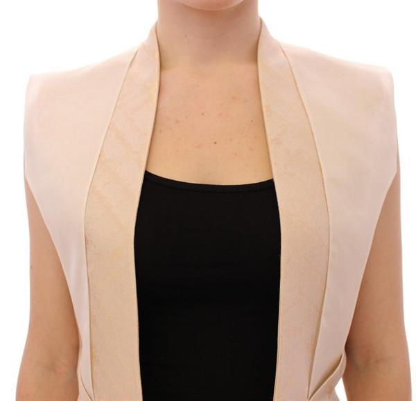 Grote foto zeyneptosum beige brocade sleeveless jacket vest it40 s kleding dames jassen zomer