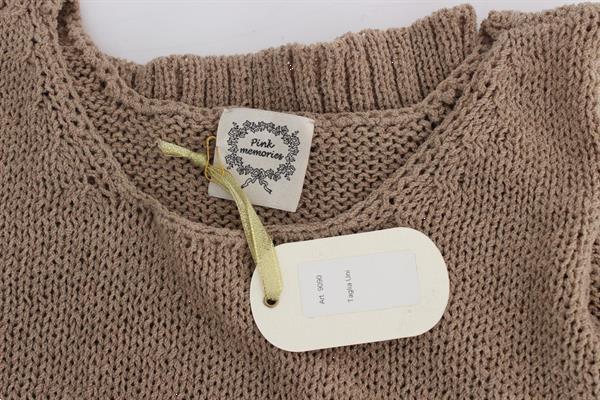 Grote foto pink memories beige cotton knitted sleeveless sweater one si kleding dames truien en vesten
