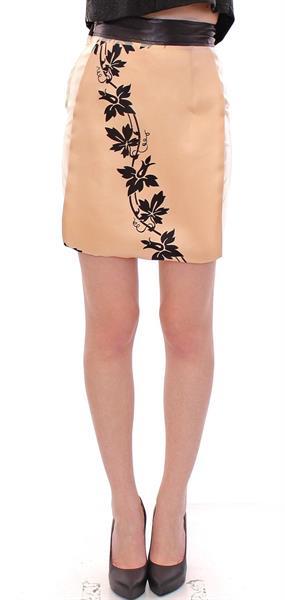 Grote foto caterina gatta beige floral print silk mini skirt it40 s kleding dames jurken en rokken