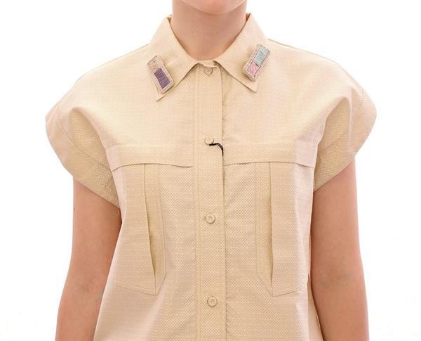 Grote foto andrea incontri beige sleeveless blouse top it44 l kleding dames t shirts