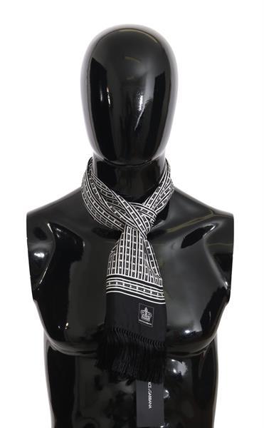 Grote foto dolce gabbana black baroque fringes mens wrap 140cm x 15cm kleding dames sieraden