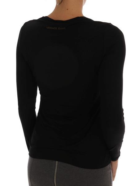 Grote foto versace jeans black baroque stretch pullover sweater it44 l kleding dames truien en vesten