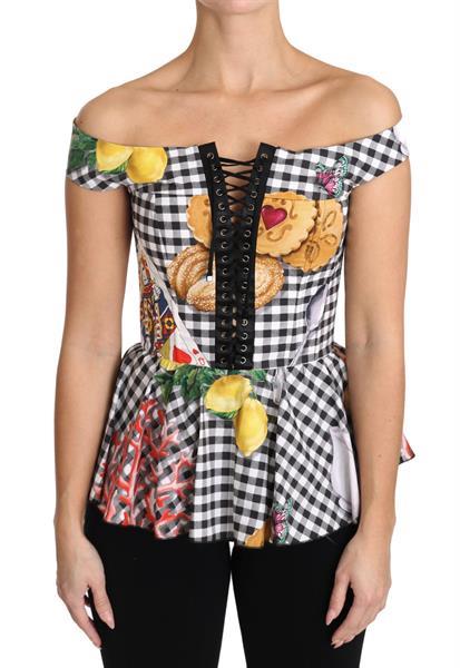 Grote foto dolce gabbana black and white corset blouse sicily lemon c kleding dames t shirts
