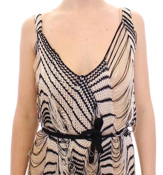 Grote foto alice palmer black chainette knit striped assymetrical dress kleding dames jurken en rokken