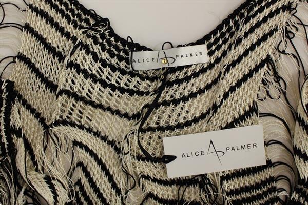 Grote foto alice palmer black chainette knit striped assymetrical dress kleding dames jurken en rokken