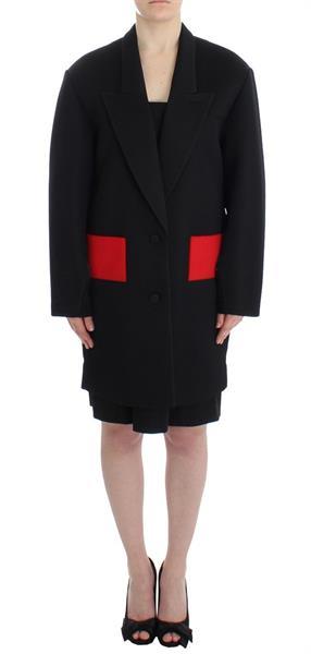 Grote foto kaale suktae black coat trench long draped jacket blazer it4 kleding heren kostuums en colberts