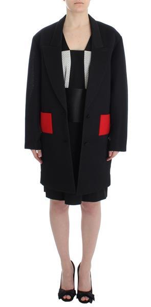 Grote foto kaale suktae black coat trench long draped jacket blazer it4 kleding heren kostuums en colberts