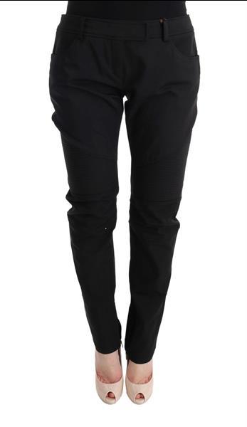 Grote foto ermanno scervino black cotton slim fit casual pants it48 xxl kleding dames spijkerbroeken en jeans