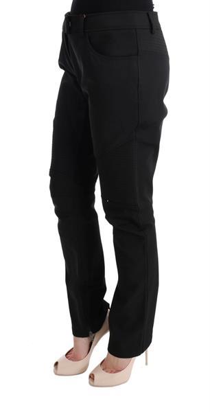 Grote foto ermanno scervino black cotton slim fit casual pants it48 xxl kleding dames spijkerbroeken en jeans