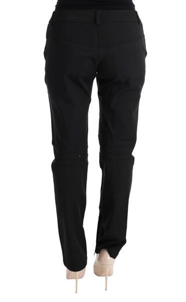 Grote foto ermanno scervino black cotton slim fit casual pants it48 xxl kleding dames spijkerbroeken en jeans