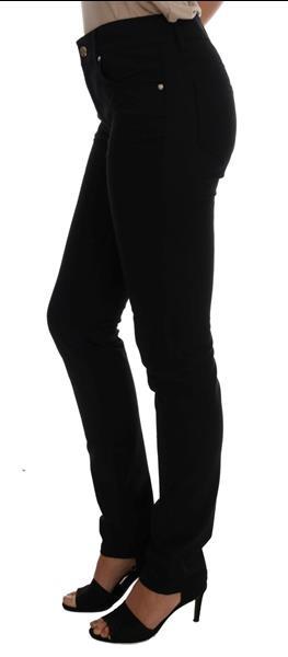 Grote foto versace jeans black cotton stretch slim denim pants w26 kleding dames spijkerbroeken en jeans