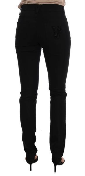 Grote foto versace jeans black cotton stretch slim denim pants w26 kleding dames spijkerbroeken en jeans