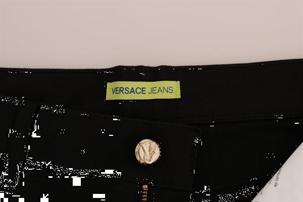 Grote foto versace jeans black cotton stretch slim denim pants w26 kleding dames spijkerbroeken en jeans