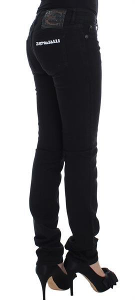 Grote foto cavalli black cotton stretch slim skinny fit jeans w32 kleding dames spijkerbroeken en jeans